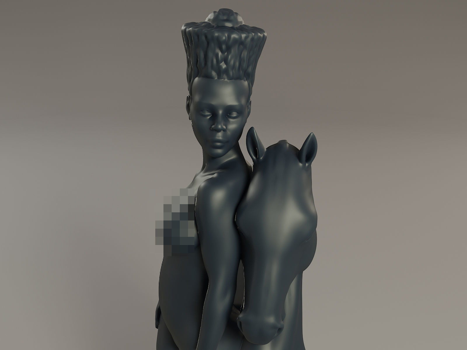 Black Chess Female knight 3D print model_18