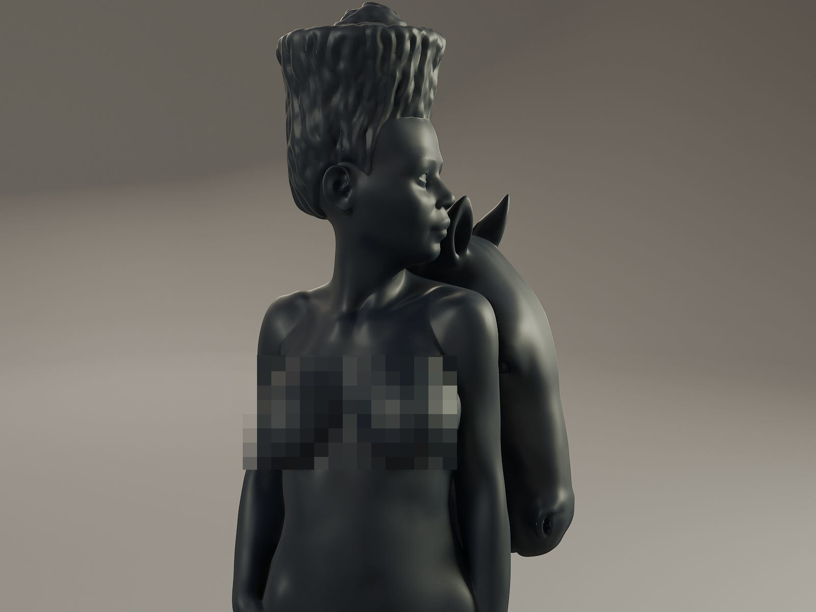 Black Chess Female knight 3D print model_19