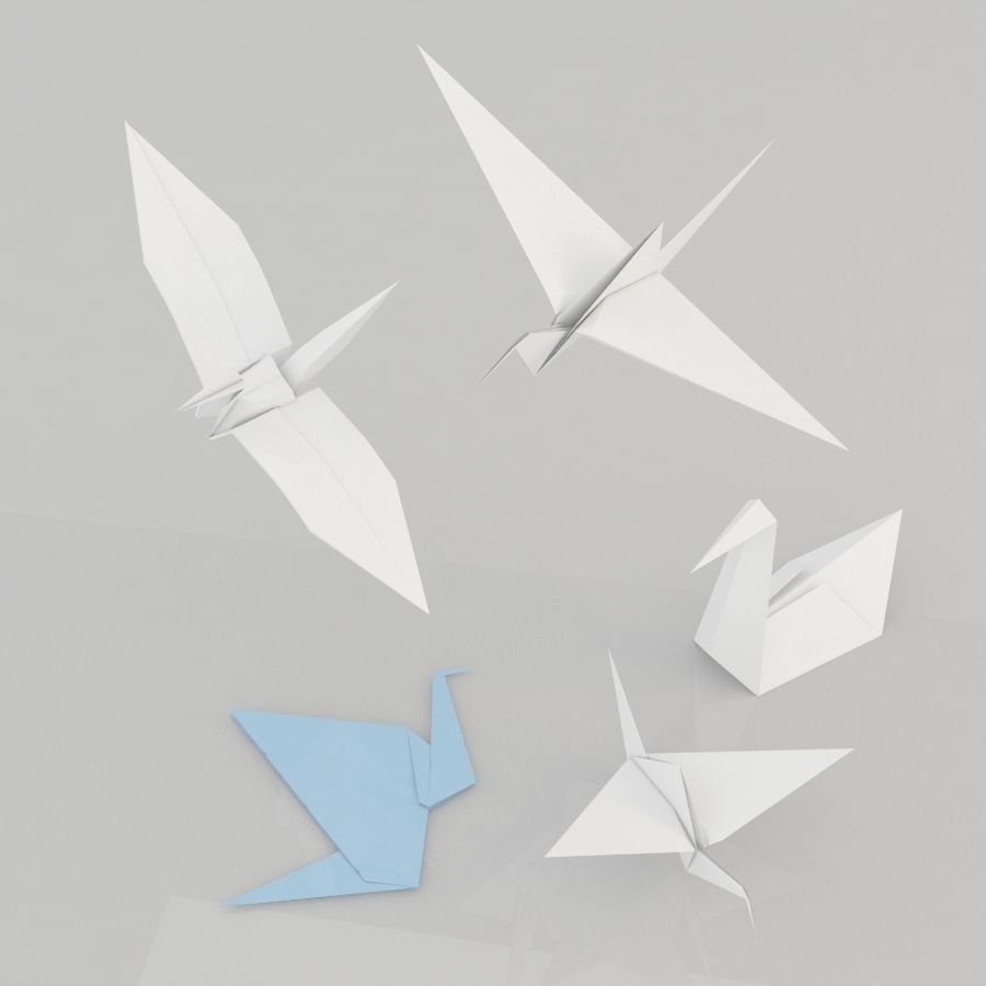 Origami Birds 3D model_1