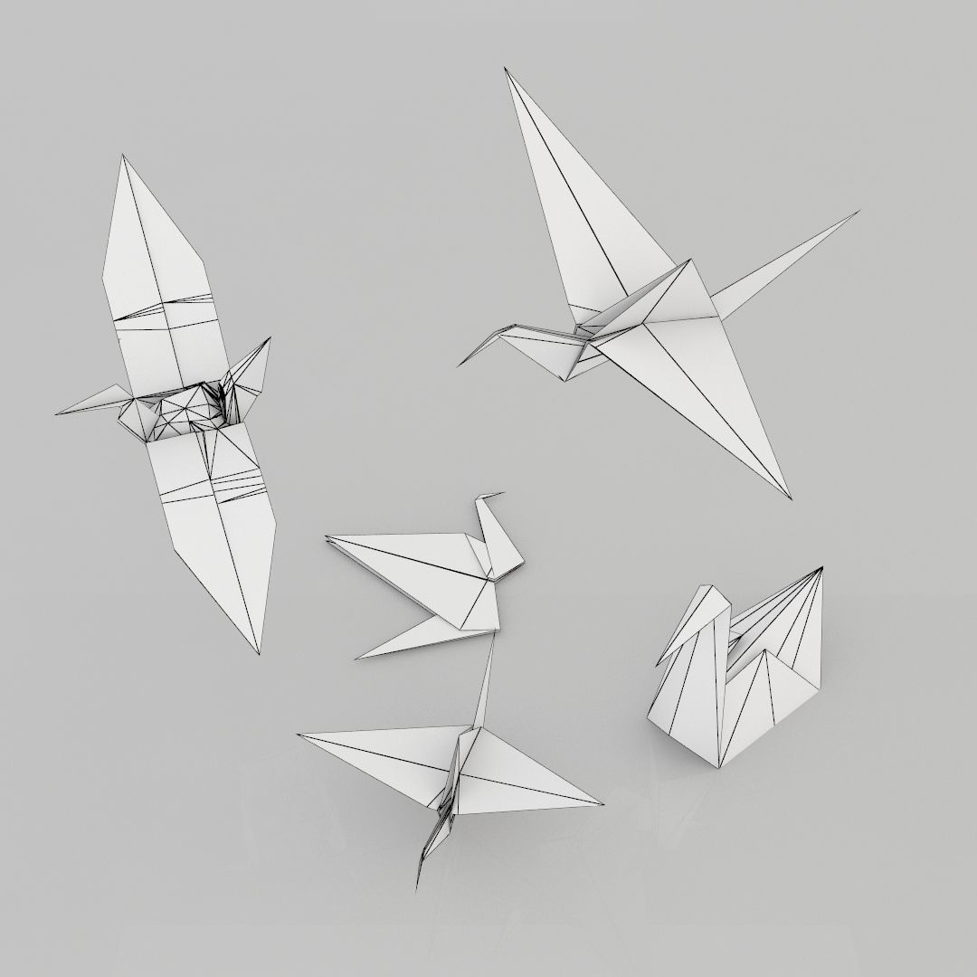 Origami Birds 3D model_6