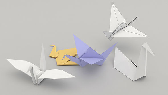 Origami Birds 3D model_3