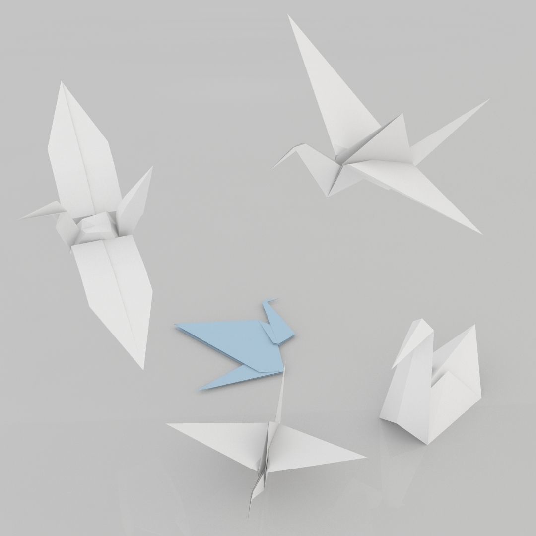 Origami Birds 3D model_4