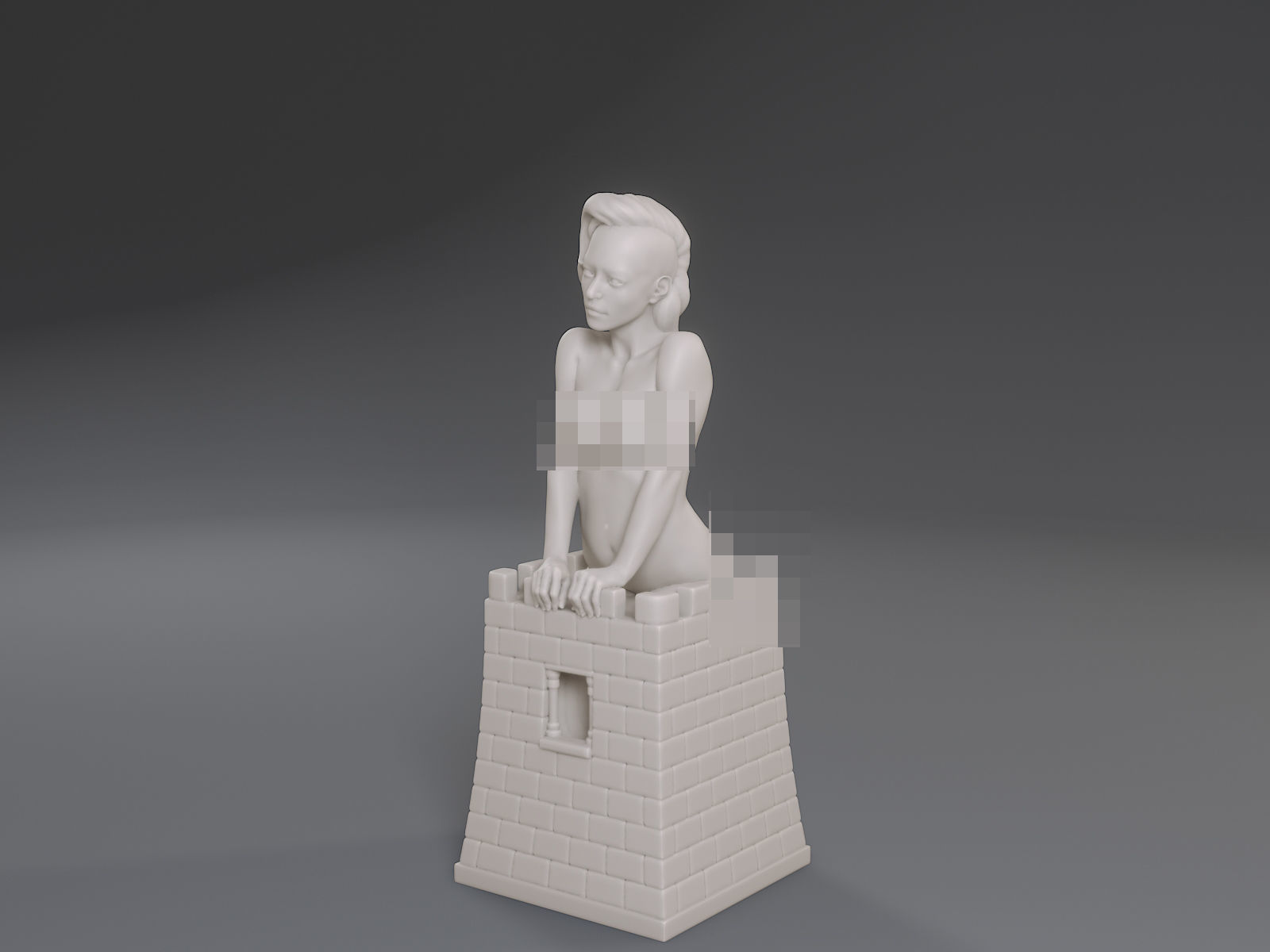 White Chess Female Rook 3D print model_2