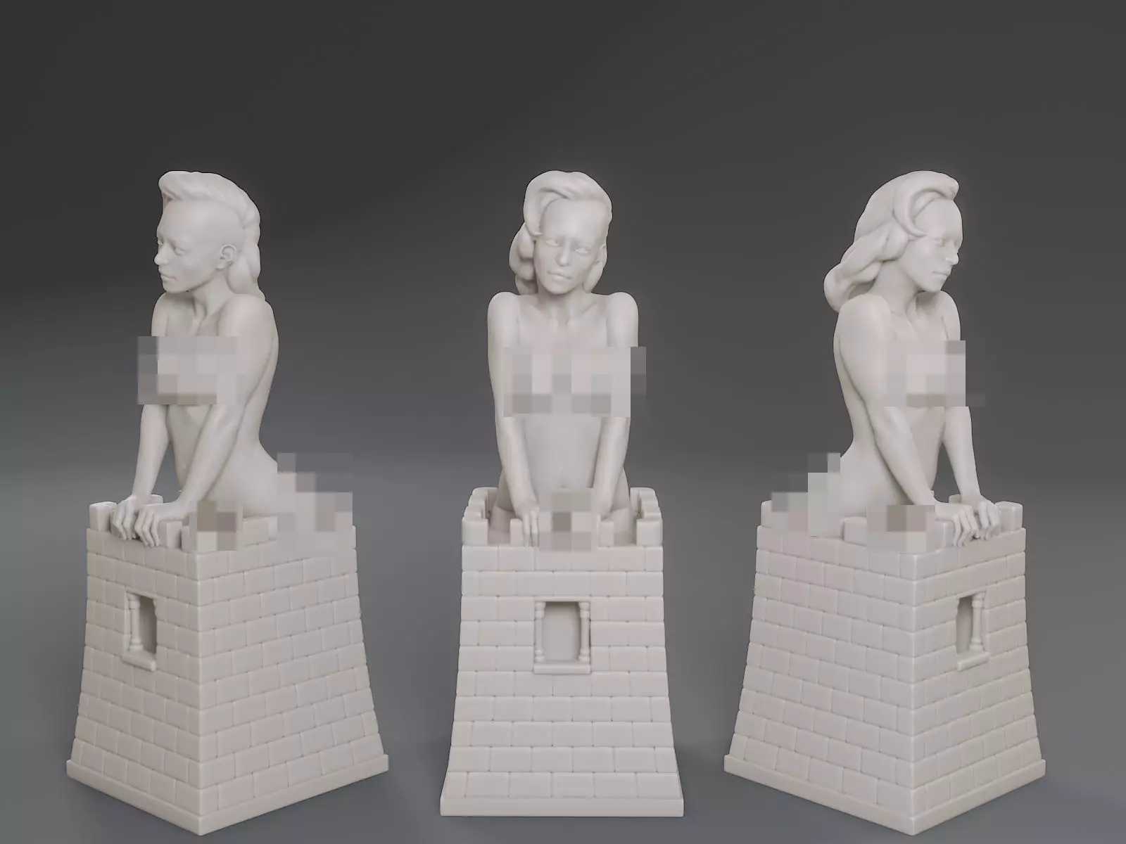 White Chess Female Rook 3D print model_0