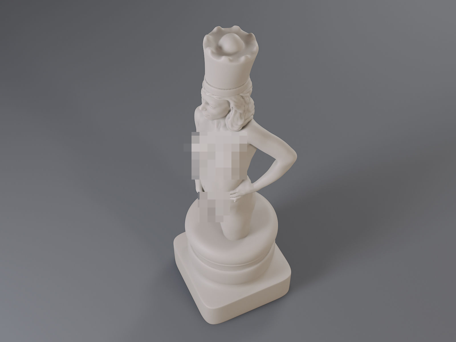White Chess Female Queen 3D print model_14