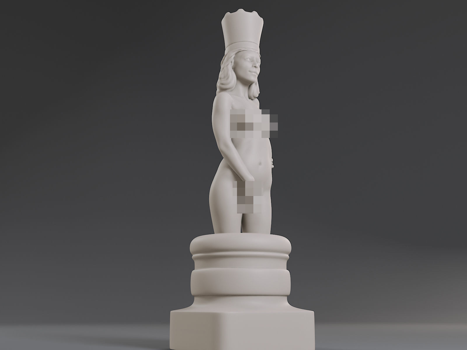 White Chess Female Queen 3D print model_12