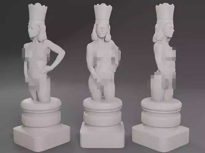 White Chess Female Queen 3D print model