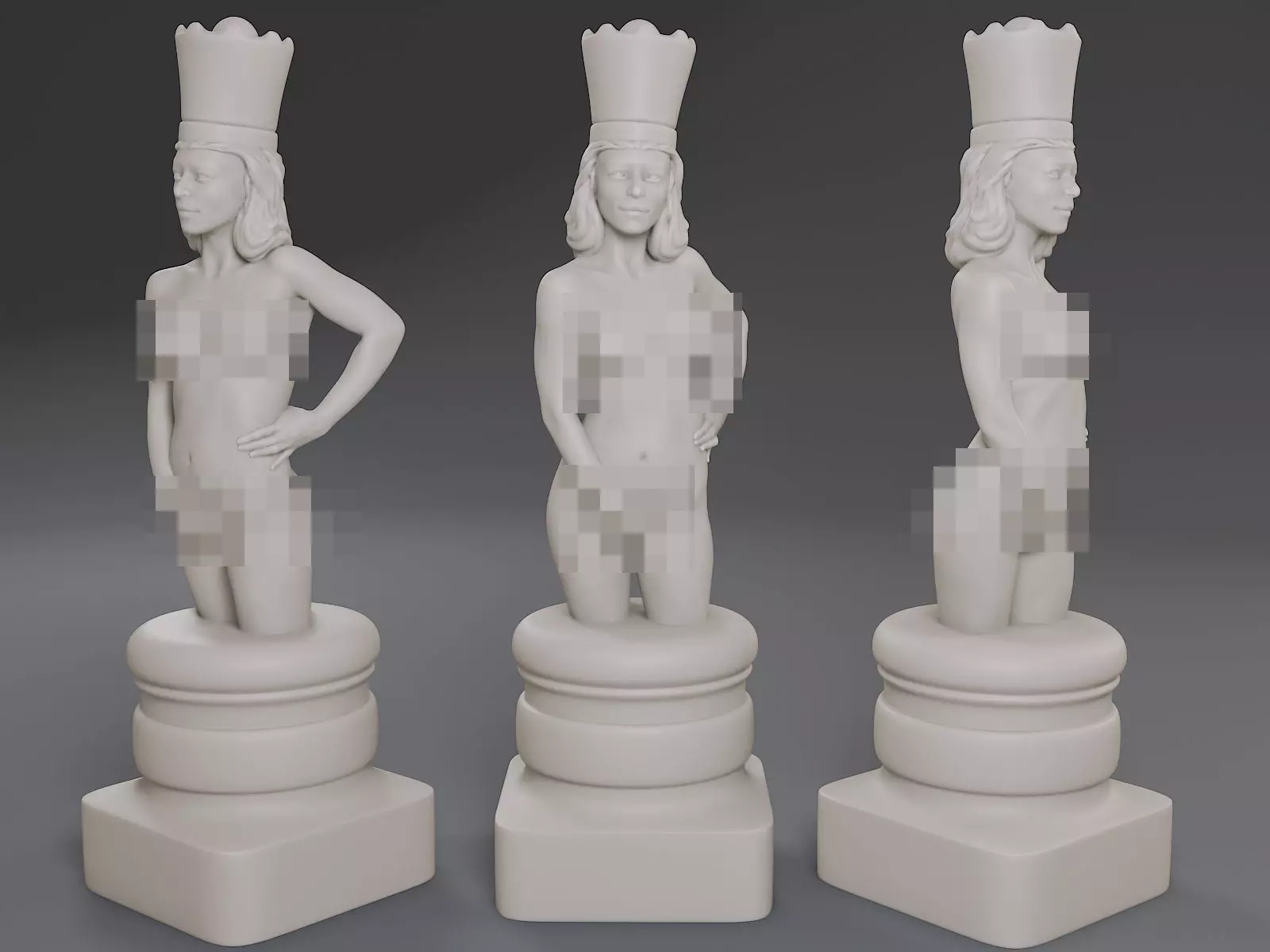 White Chess Female Queen 3D print model_0