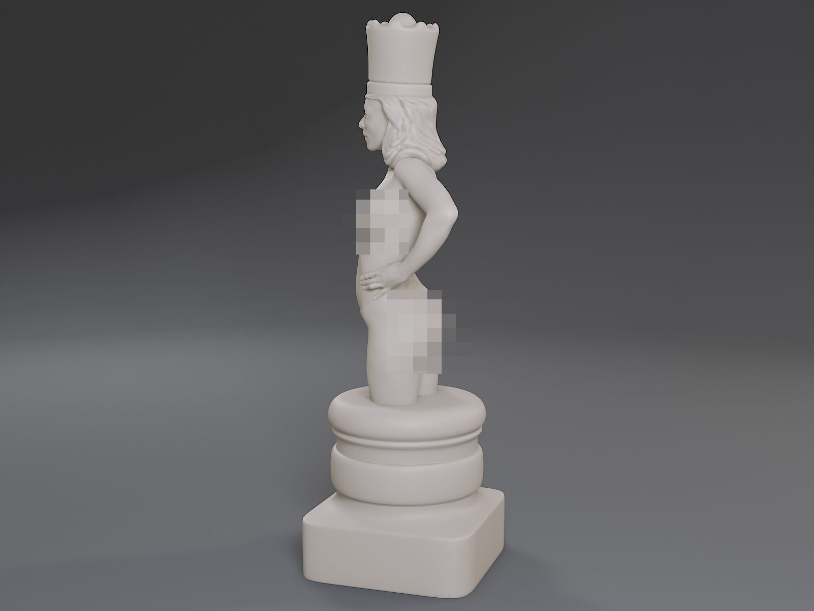 White Chess Female Queen 3D print model_3