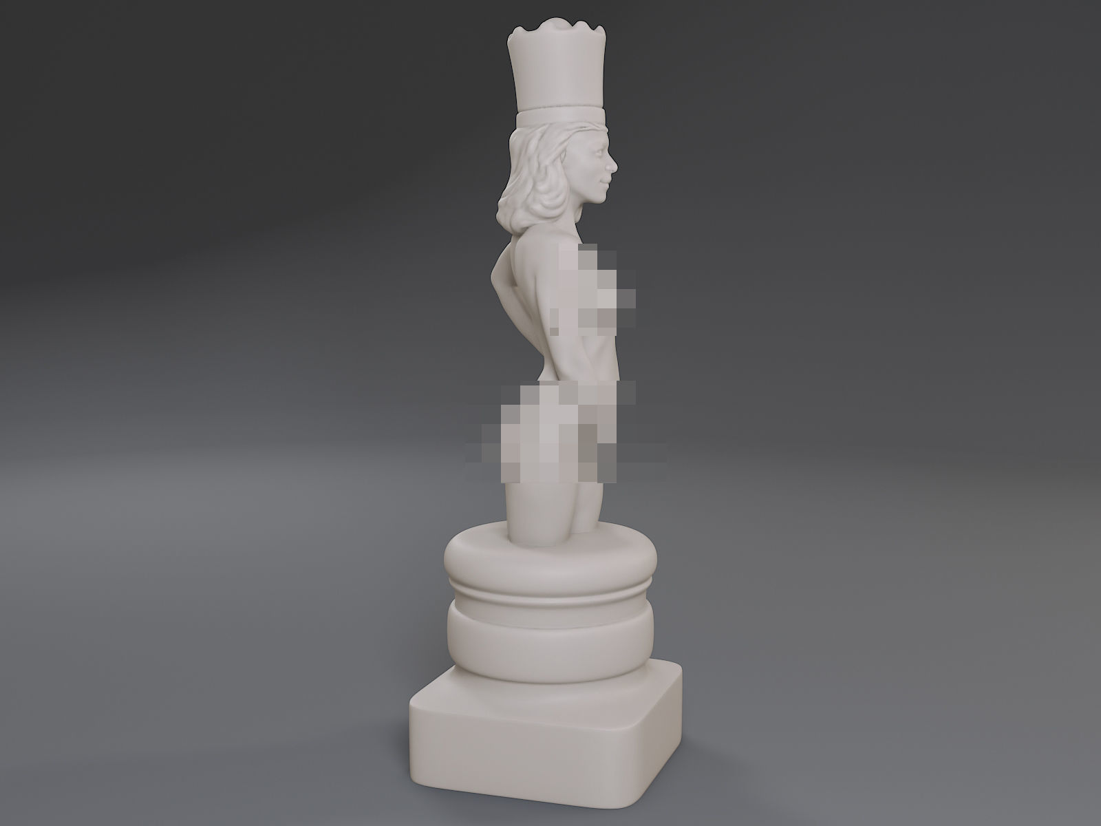 White Chess Female Queen 3D print model_8