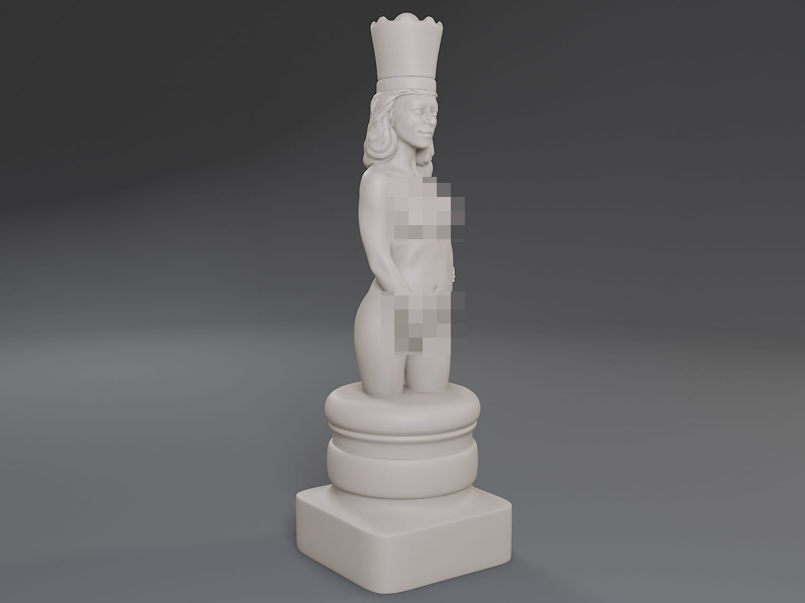 White Chess Female Queen 3D print model_9