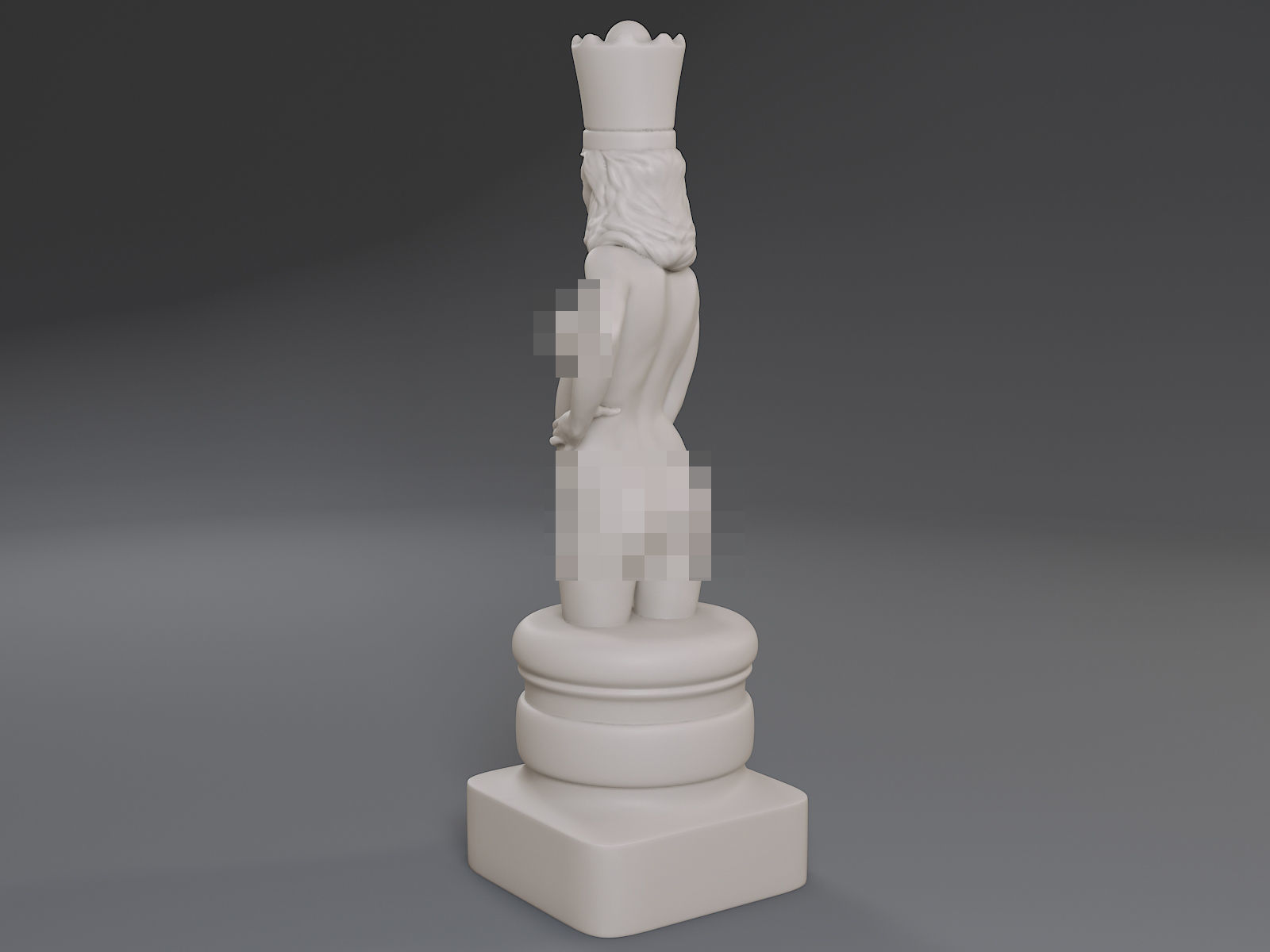 White Chess Female Queen 3D print model_4