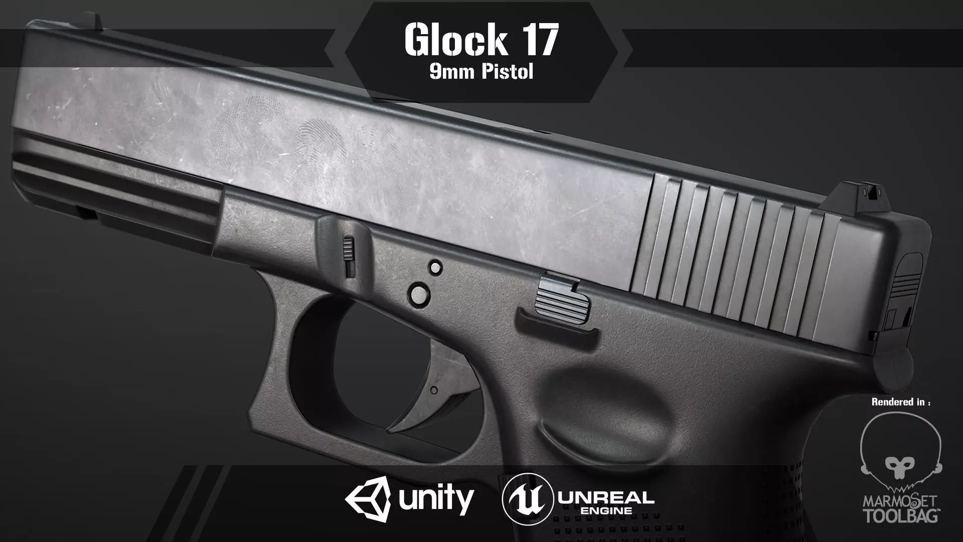 Glock 17 Pistol Low-poly 3D model_0