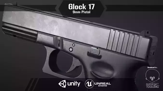 Glock 17 Pistol Low-poly 3D model