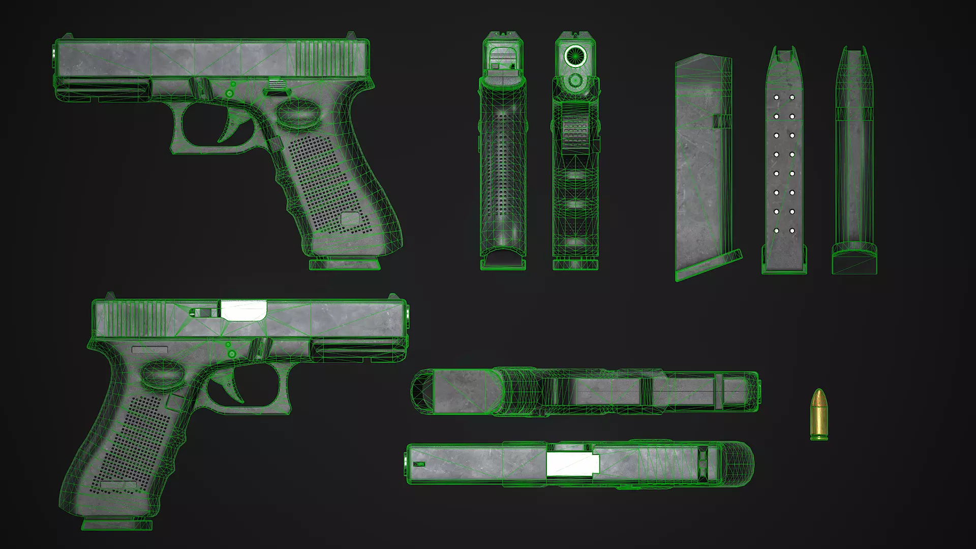 Glock 17 Pistol Low-poly 3D model_3