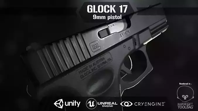 Glock 17 Pistol Low-poly 3D model