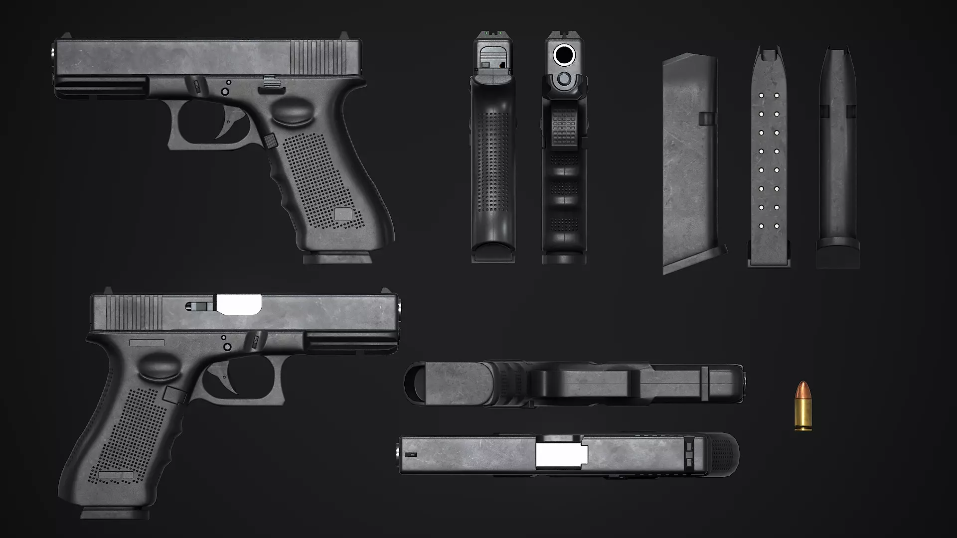 Glock 17 Pistol Low-poly 3D model_1