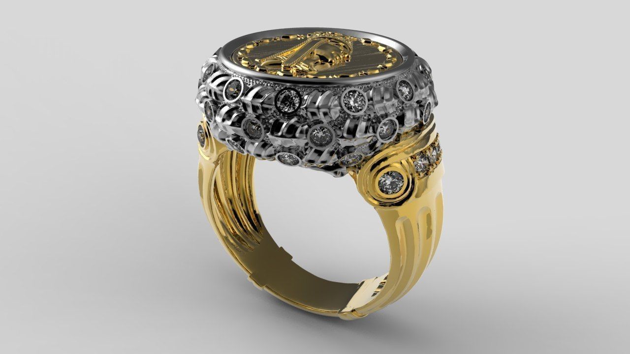 exclusive signet with a coin 3D print model_2