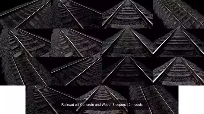 Railroad wit Concrete and Wood  Sleepers