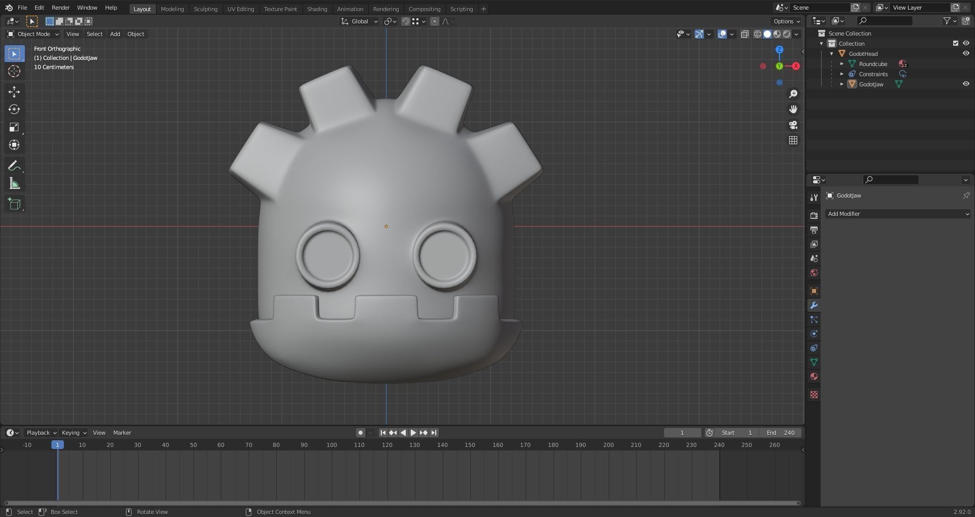 Godot Robot Head 3D print ready Free 3D model_2