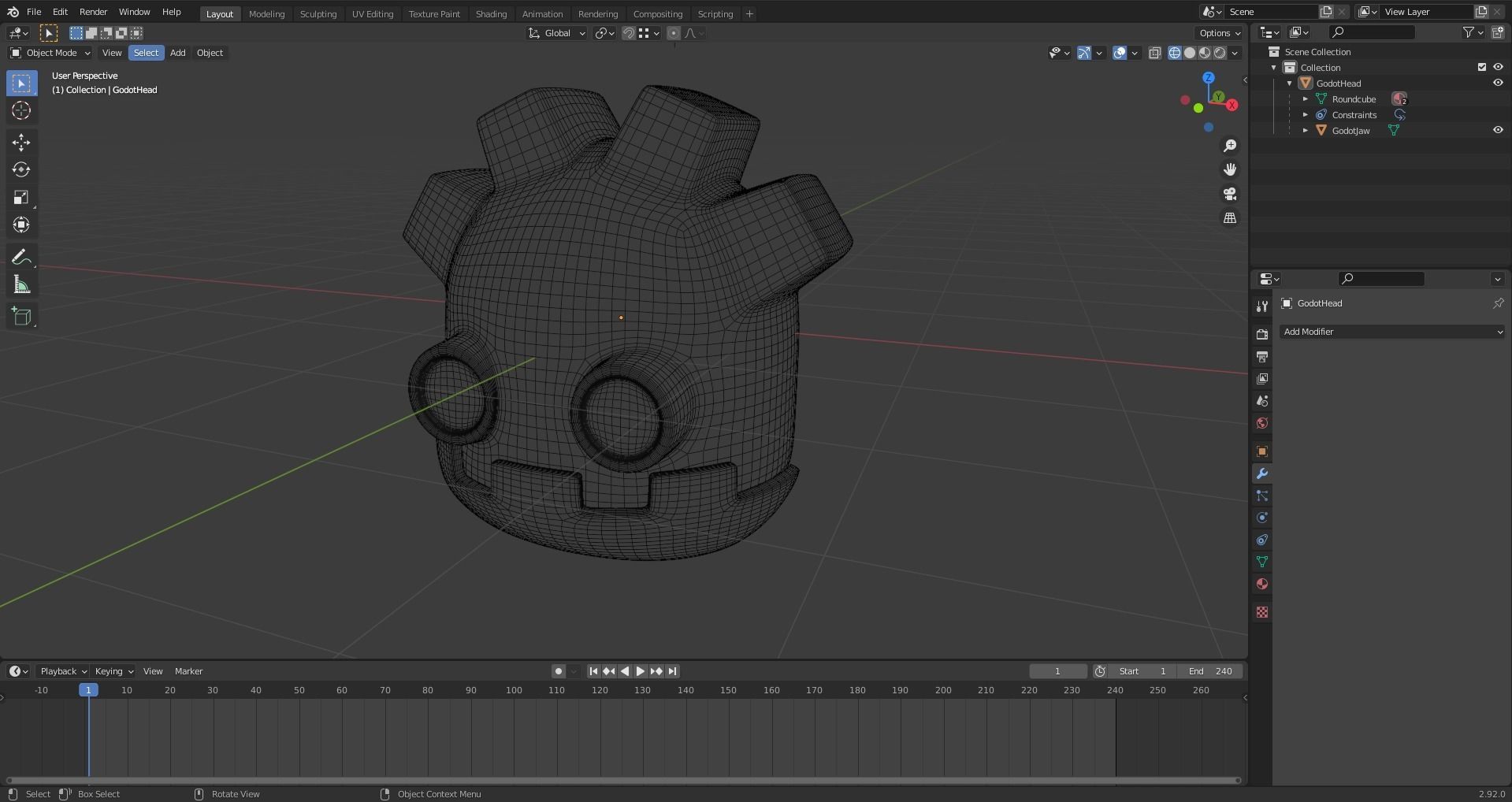 Godot Robot Head 3D print ready Free 3D model_3