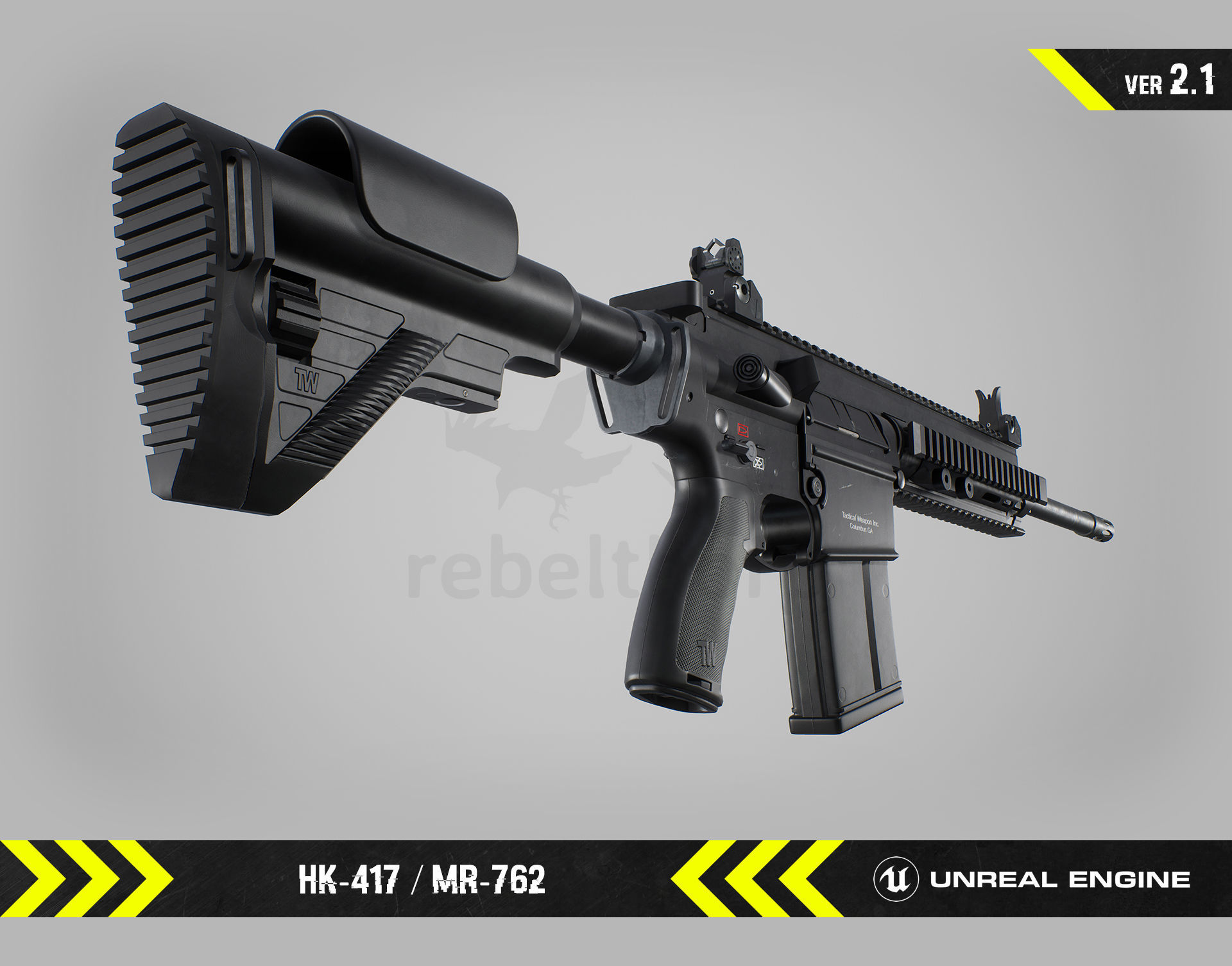 HK417 - MR762 - Animated FPS Weapon for Unreal Engine Low-poly 3D model_0