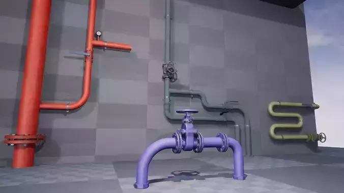 Modular Pipes Low-poly 3D model