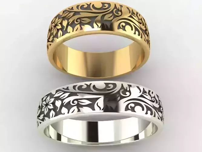  wedding ring with flowers Two sizes