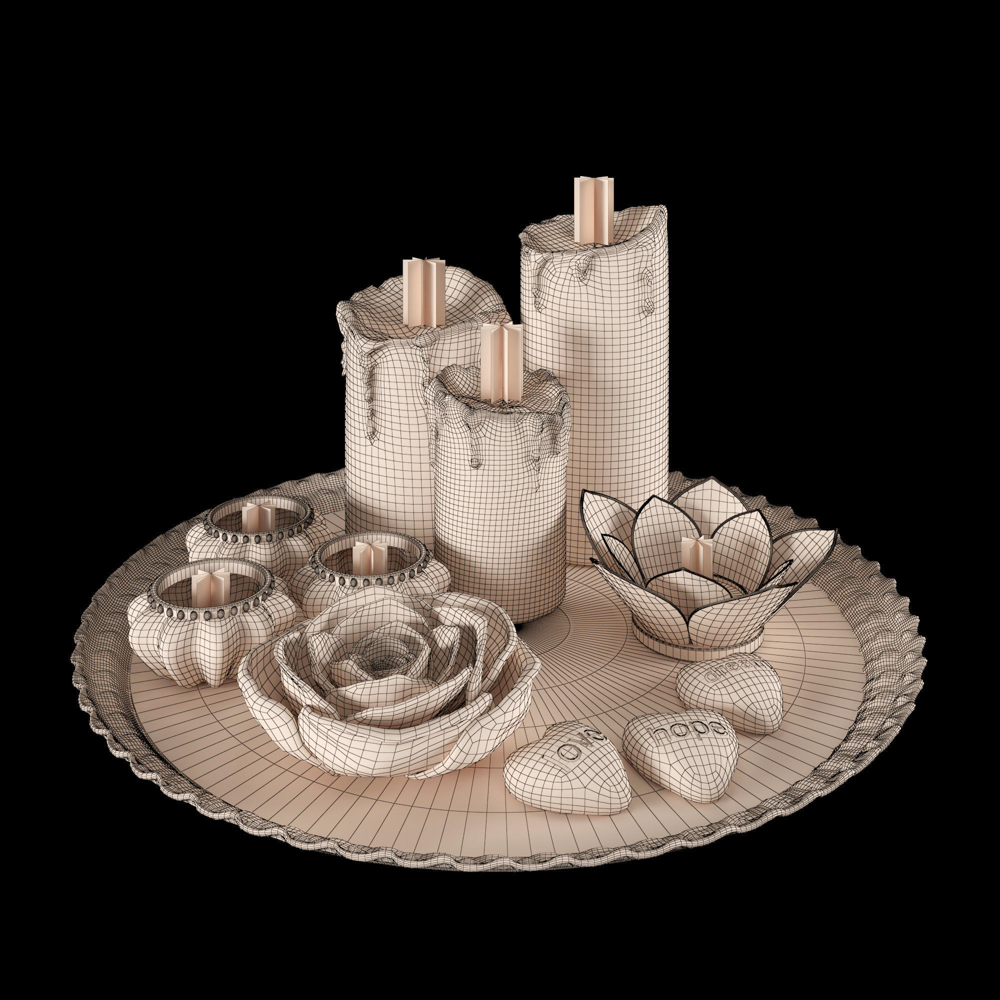 decorative set with tray 3D model_2