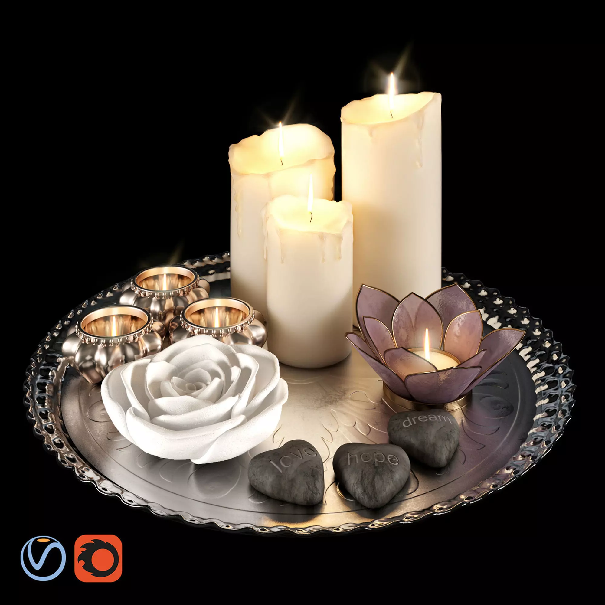 decorative set with tray 3D model_0