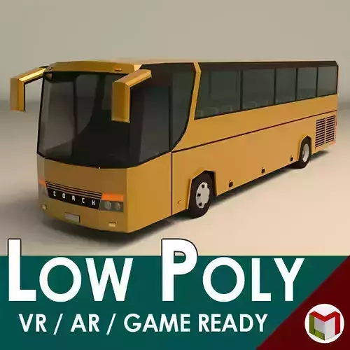 Low Poly Coach Bus 02 Low-poly 3D model
