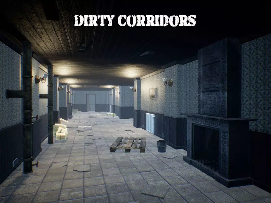Dirty Corridors for Unreal Low-poly 3D model_0
