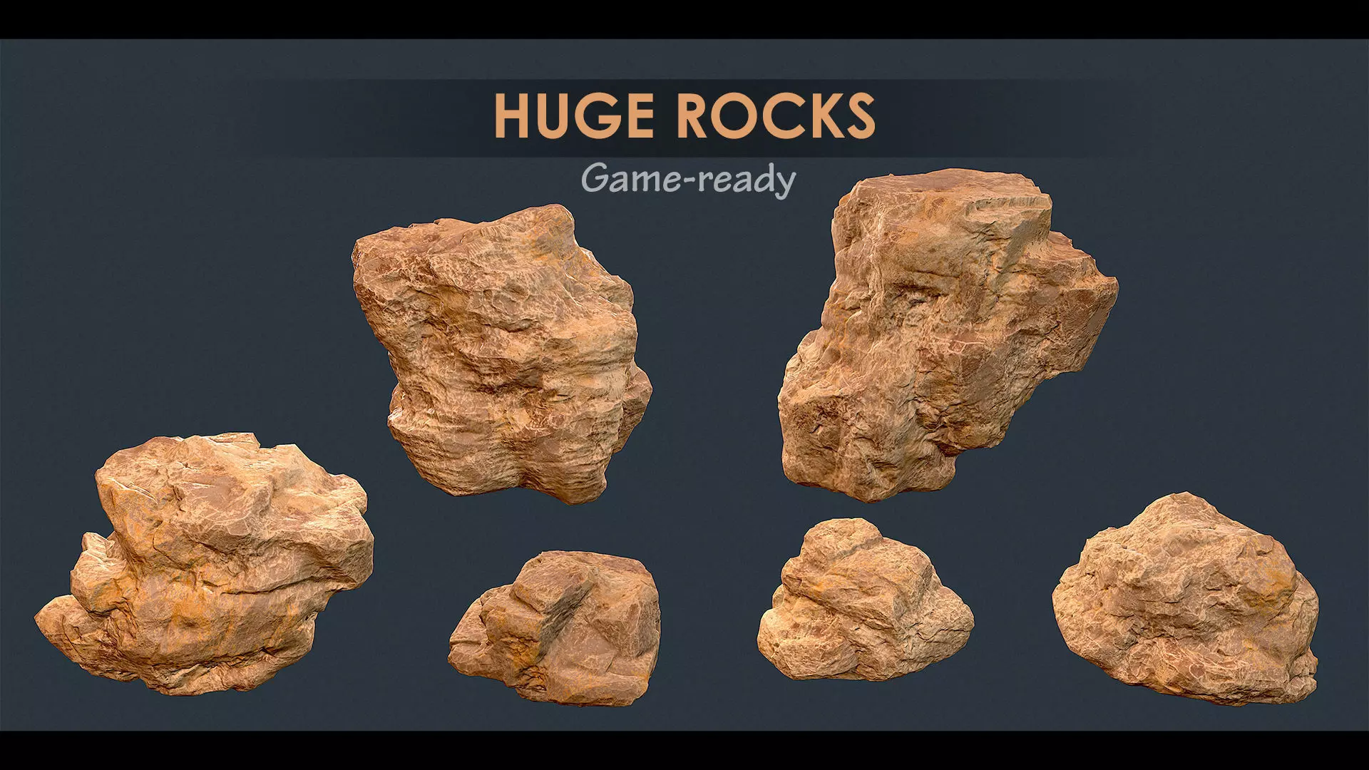 Game-ready huge rocks pack Low-poly 3D model_0