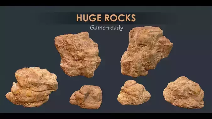Game-ready huge rocks pack
