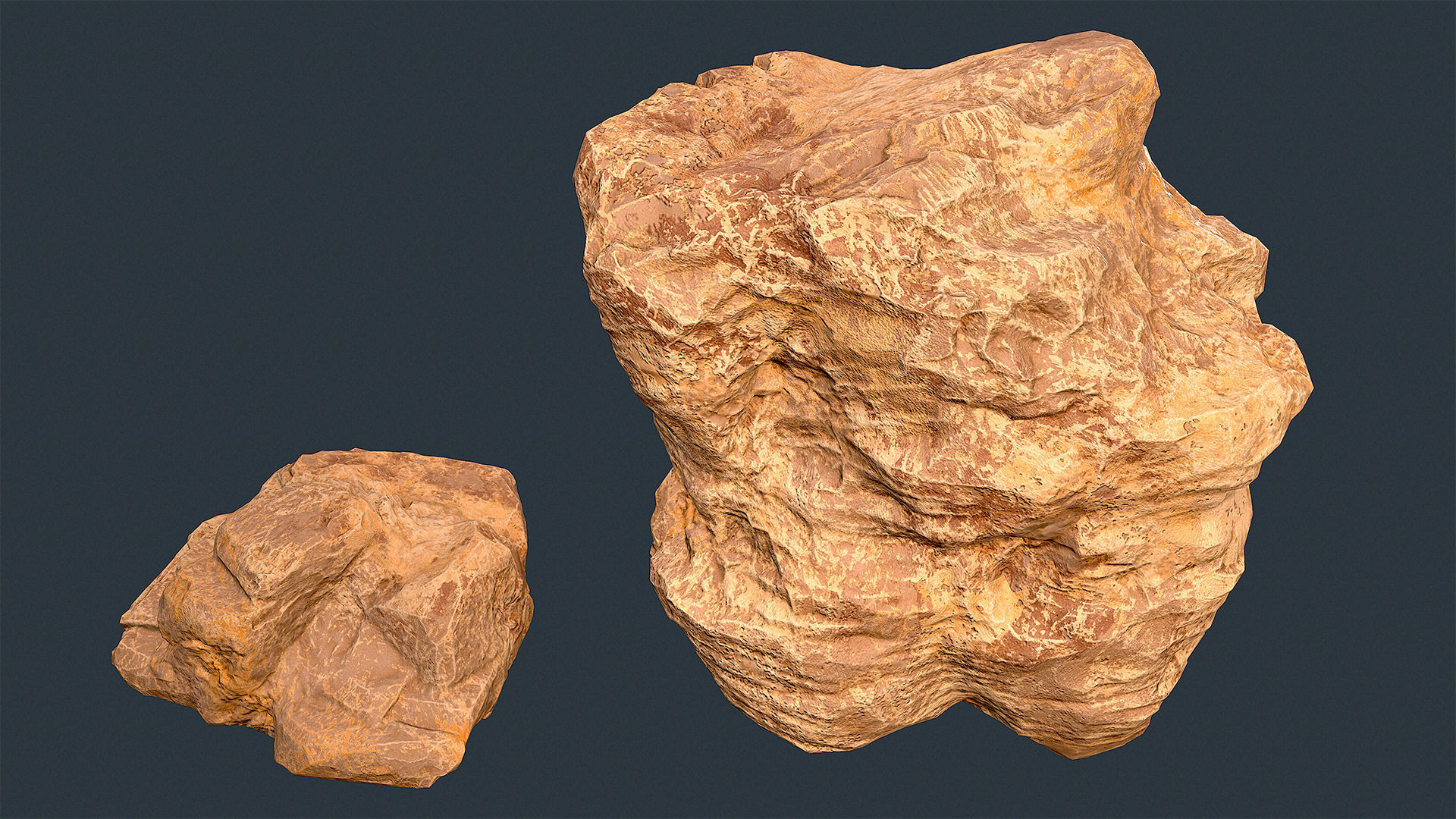 Game-ready huge rocks pack Low-poly 3D model_2