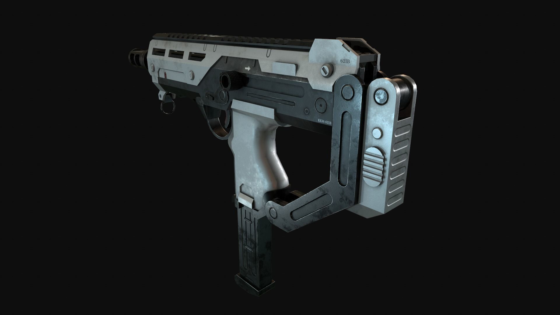 Game-ready SMG gun Low-poly 3D model_4