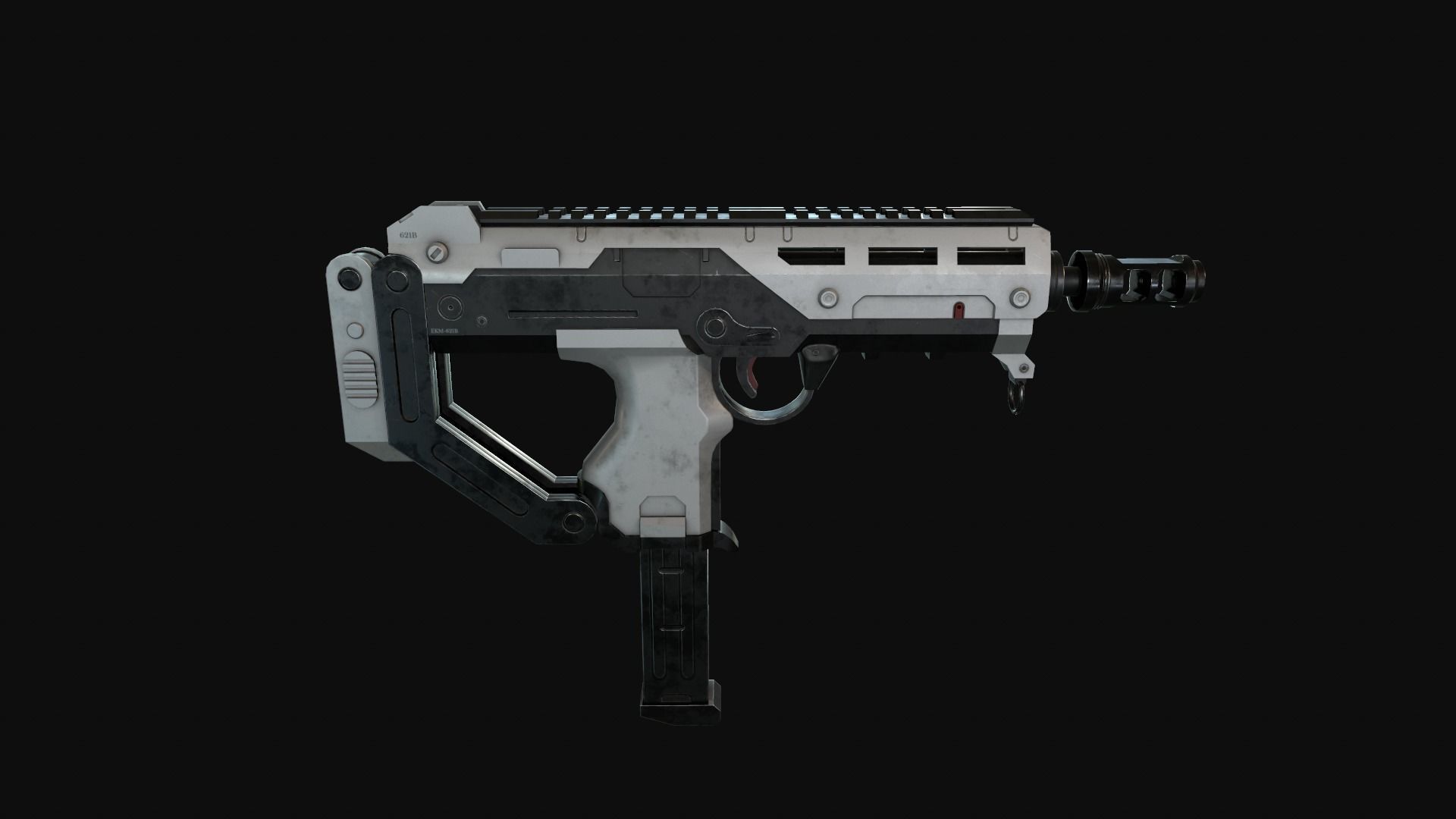 Game-ready SMG gun Low-poly 3D model_7