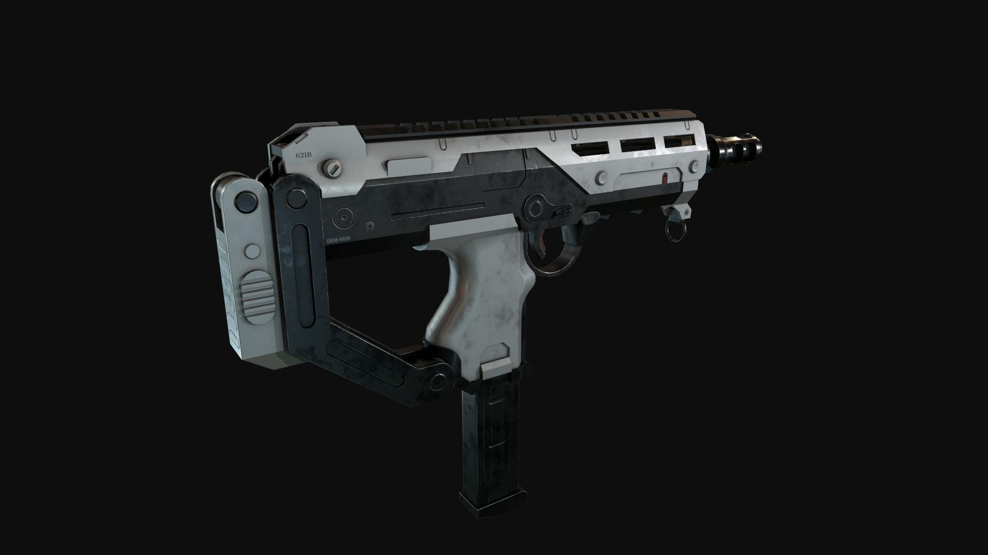 Game-ready SMG gun Low-poly 3D model_3