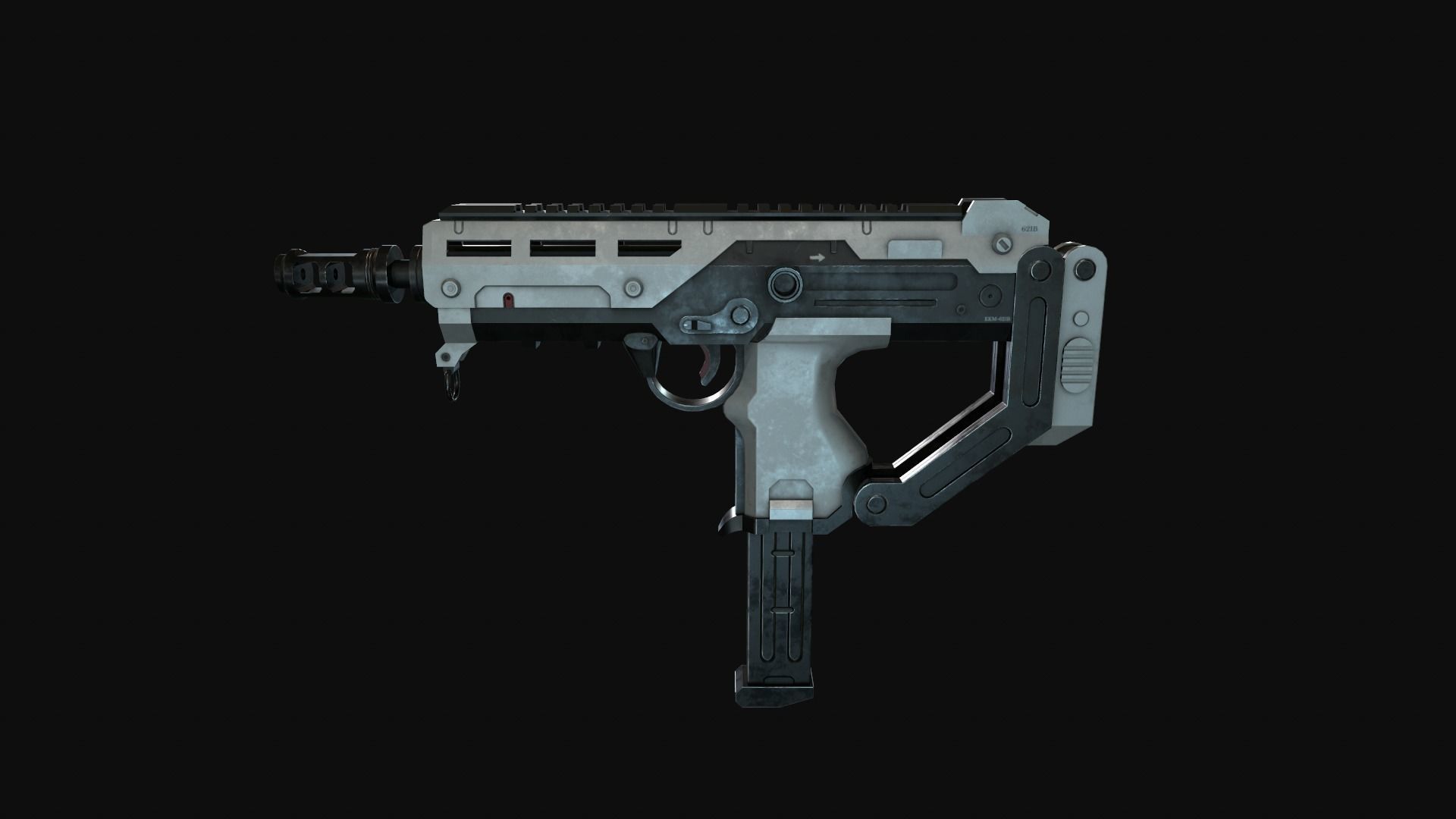 Game-ready SMG gun Low-poly 3D model_6