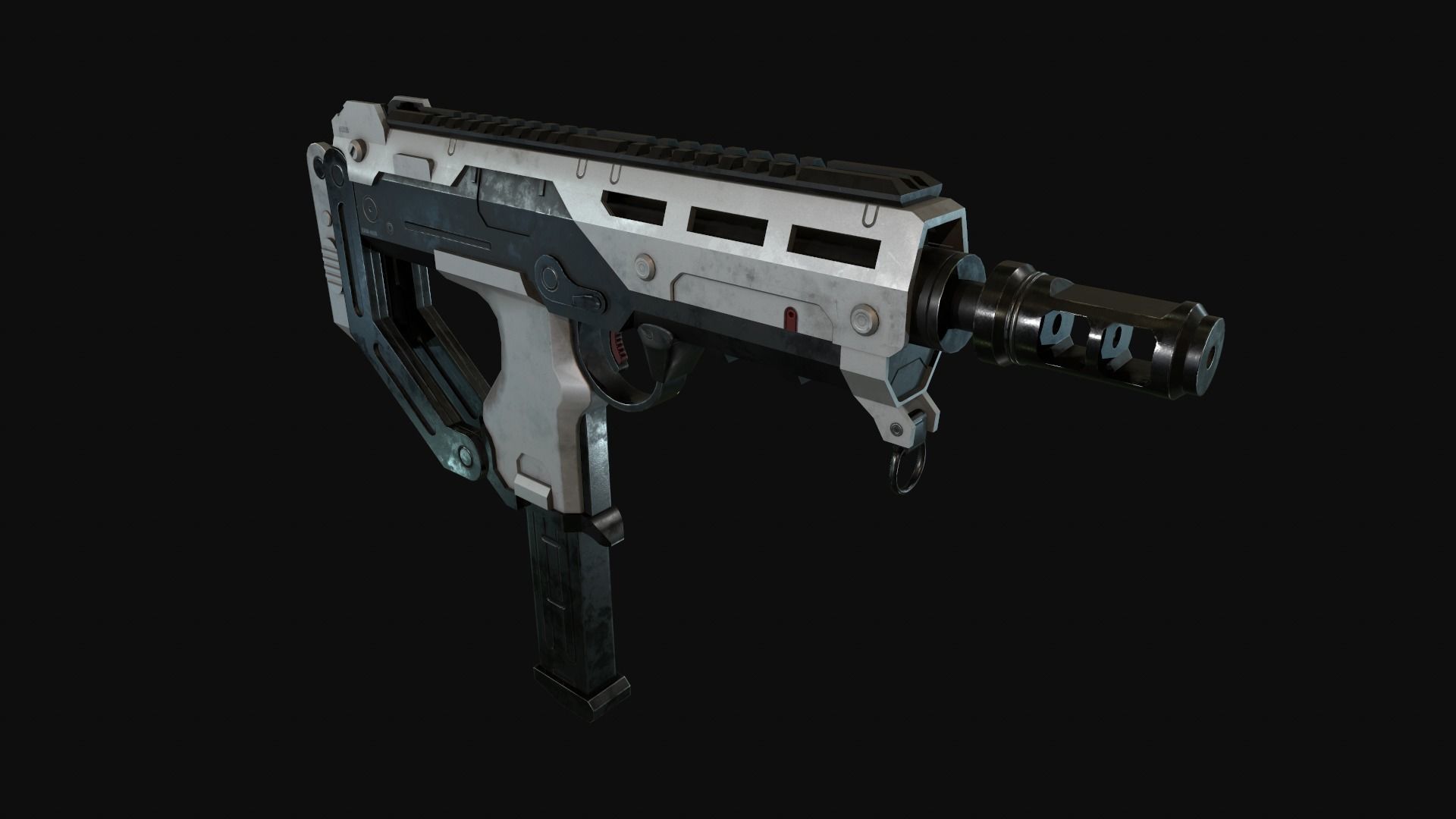 Game-ready SMG gun Low-poly 3D model_5