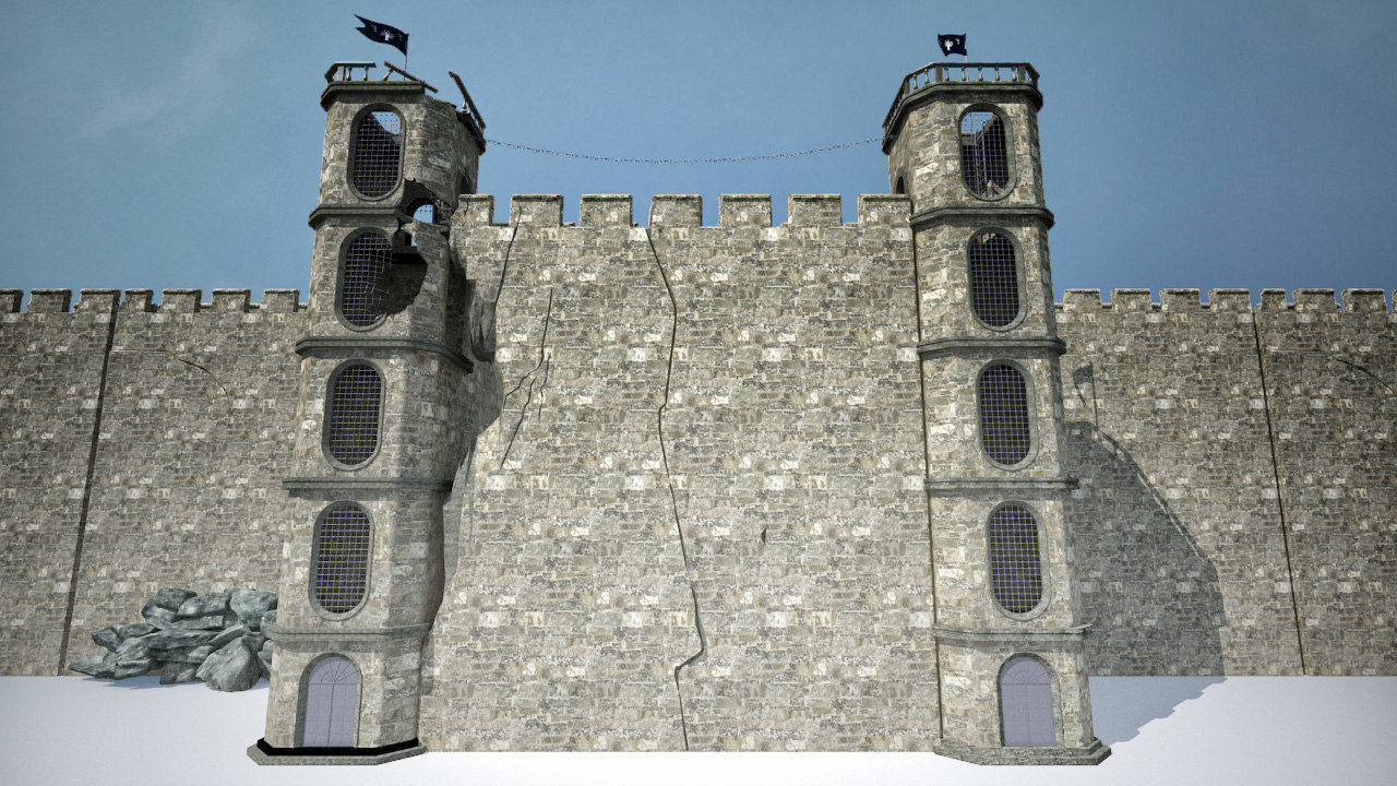 Castle Walls 3D model_4