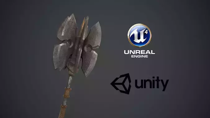 Low Poly Medieval-Fantasy Mace Low-poly 3D model