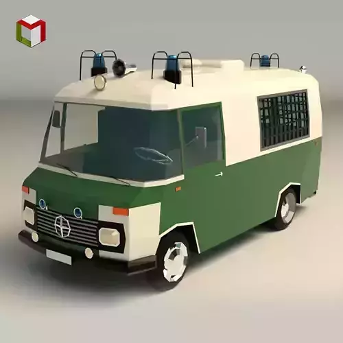 Low Poly Police Van 01
