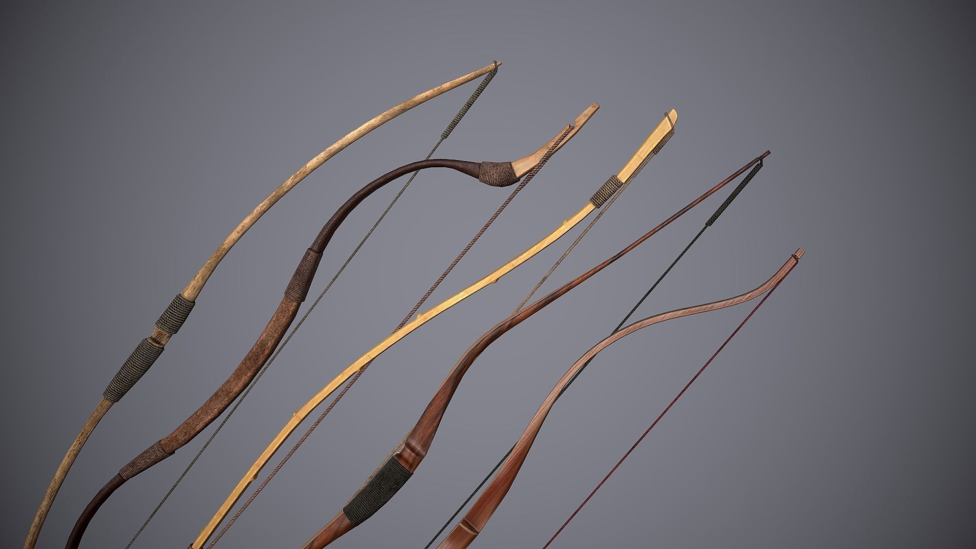 Medieval Bows Low-poly 3D model_1