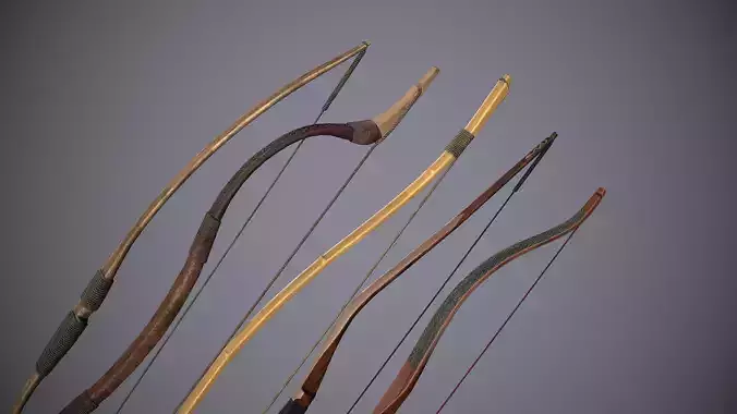 Medieval Bows Low-poly 3D model