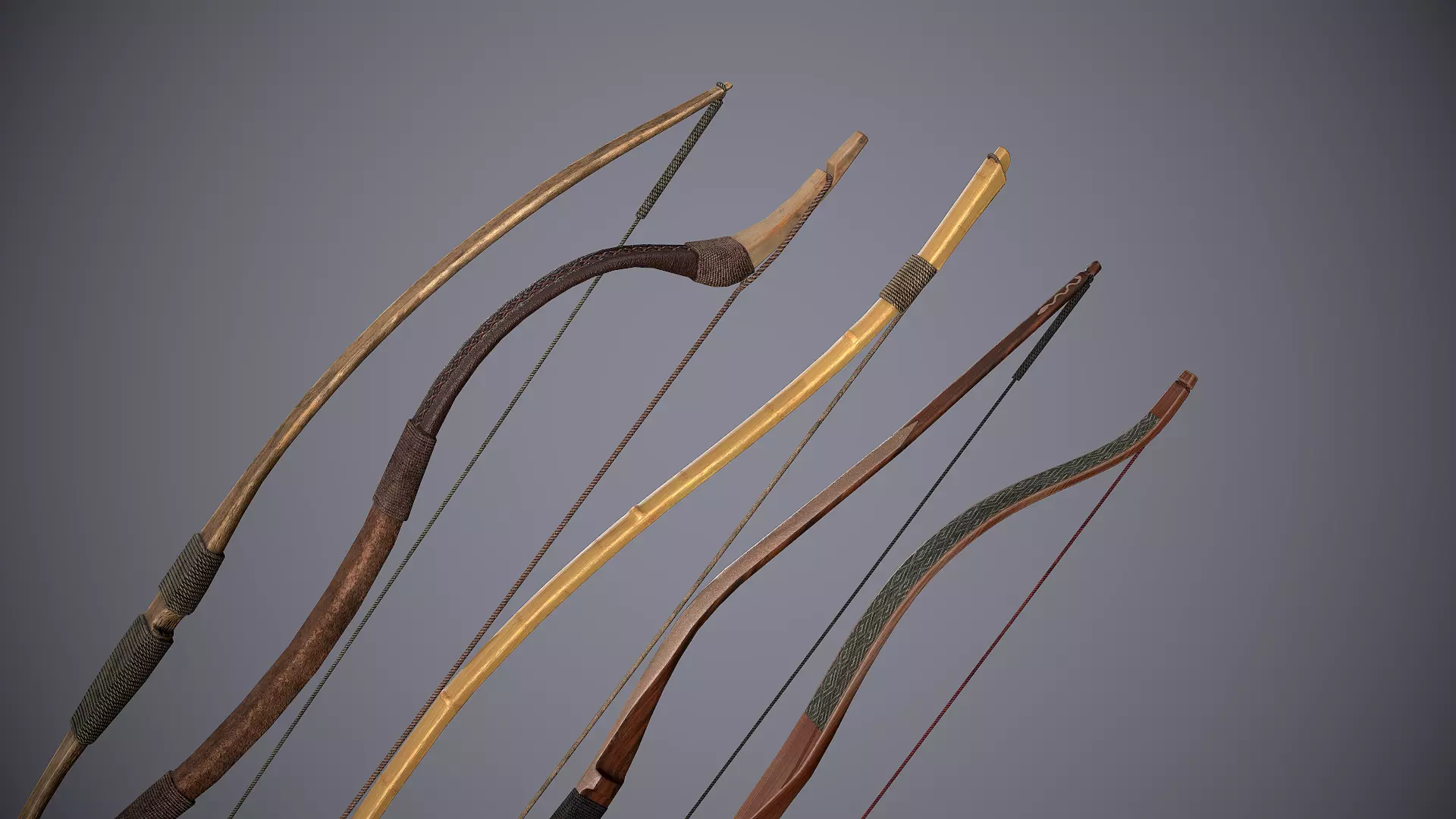 Medieval Bows Low-poly 3D model_0
