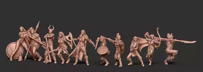 Girls fight club bundle - 10 girls miniatures - 35mm scale