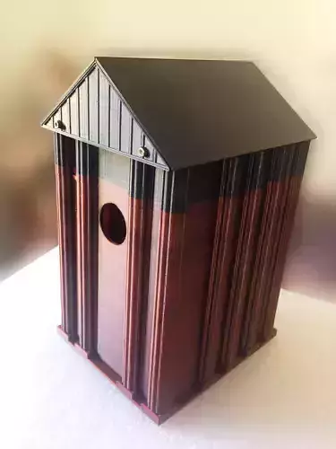 BIRDHOUSE made of wood and metal