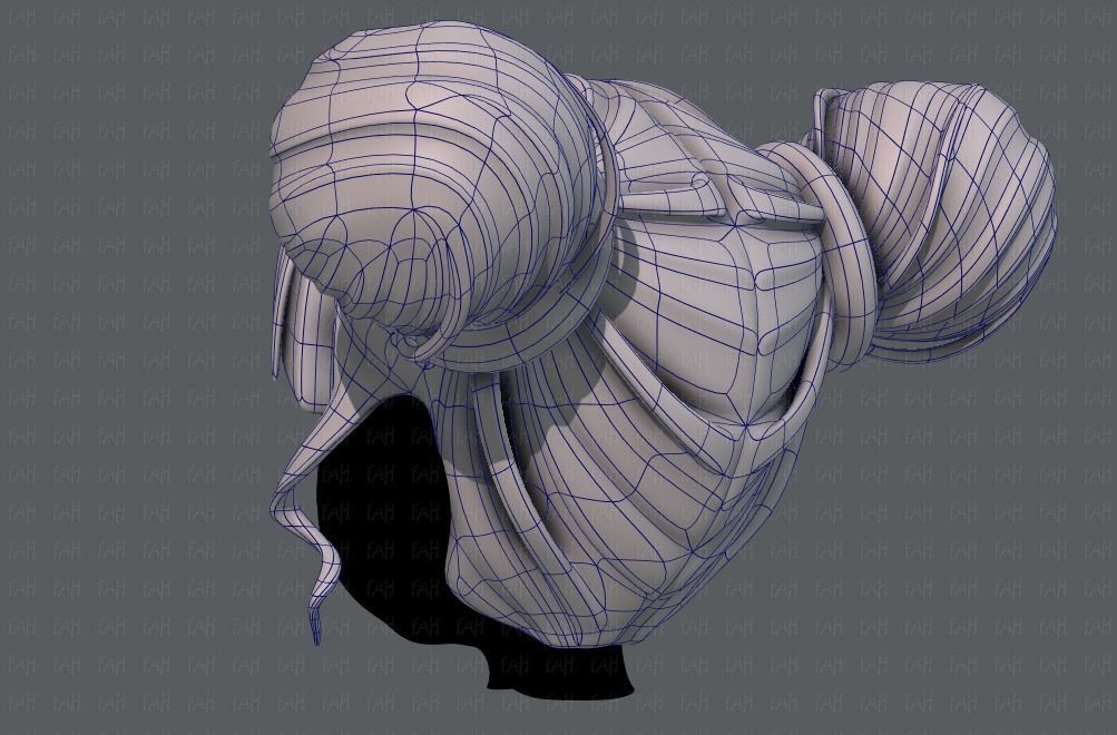 3D Hair style for girl V68 Low-poly 3D model_14