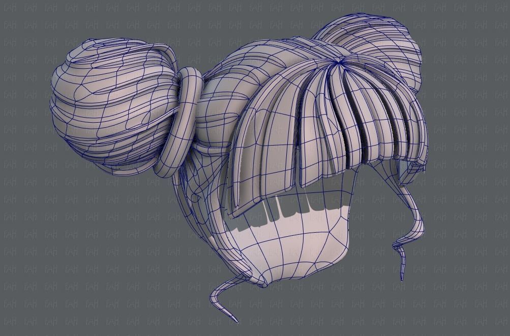 3D Hair style for girl V68 Low-poly 3D model_42